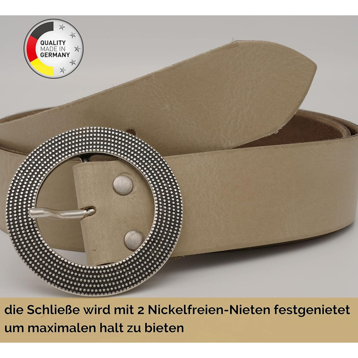 Жіночий шкіряний ремінь Anna Matoni 4 см, Німеччина, бежевий - класичний дизайн, натуральна шкіра, нікелева пряжка, 115 см