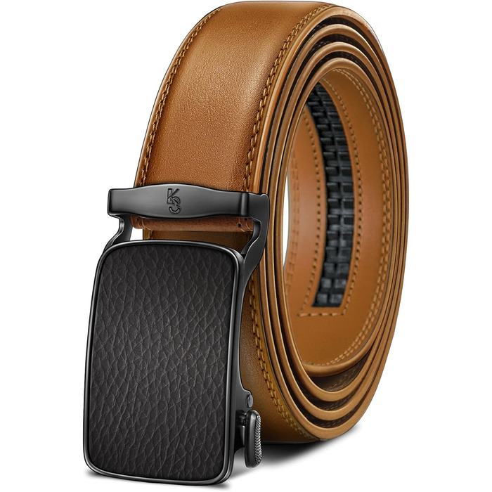 Чоловічий шкіряний ремінь KEMISANT з автоматичною пряжкою, 35 мм, без дірок, регульований, 140-160 см