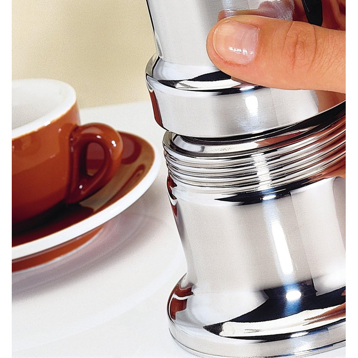 Cilio AIDA Espresso Maker 4 Cups | Polished Stainless Steel | Suitable for all stovetops, including induction | Ø 9cm, H:17.5cm | Italian Coffee Machine | Cafetera Polished Stainless Steel 4 Cups