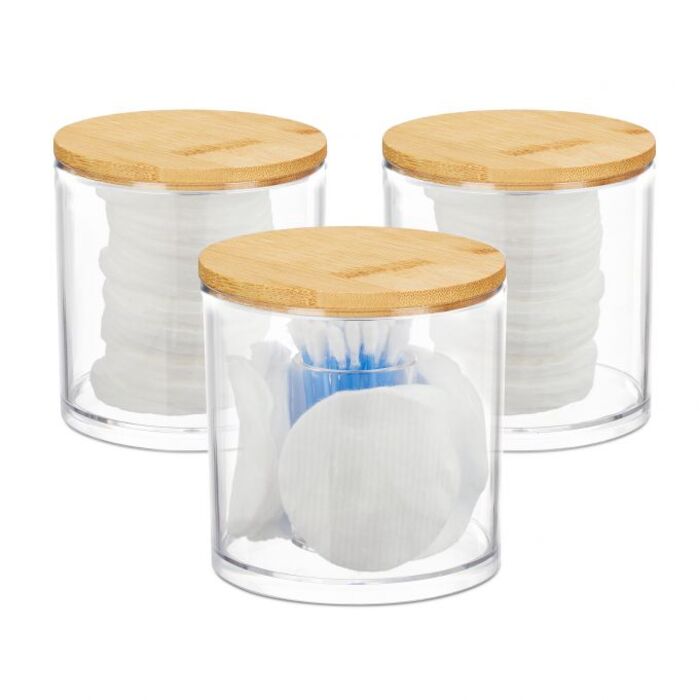 Relaxdays Cotton Swab Storage Set of 3