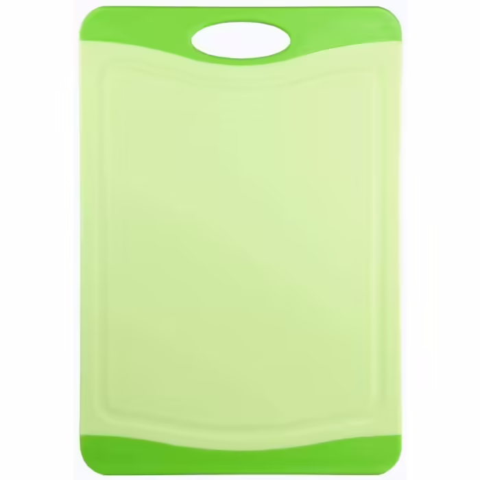 Cutting board, double-sided, BPA-free, antibacterial plastic kitchen boards, dishwasher-safe breakfast boards, chopping boards, antibacterial, juice groove & handle, colorful (Green + light green, 36*24*1cm)
