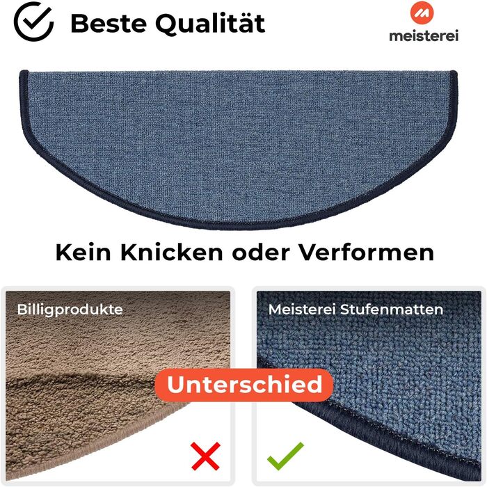Сходинкові килимки Casa Pura London, 15 шт., 11 кольорів, міцне кріплення, стабільна кутова рейка, світло-блакитний (напівкруглий)