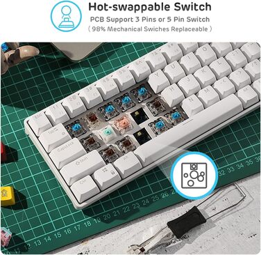 Механічна клавіатура RK ROYAL KLUDGE RK61-US 60% з підсвічуванням, Bluetooth/2.4Ghz/USB, Hot-Swappable, QWERTY, для Windows/Mac