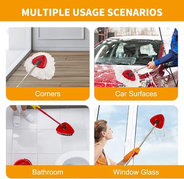 YZJAJZY Replacement Mop Heads for O-Cedar EasyWring 1 Tank Spin Mop System, Microfiber Replacement Mop Head with 2 Microfiber Mop Head Refills, 1 Scrub Brush, and 1 Mop Base Set Combo