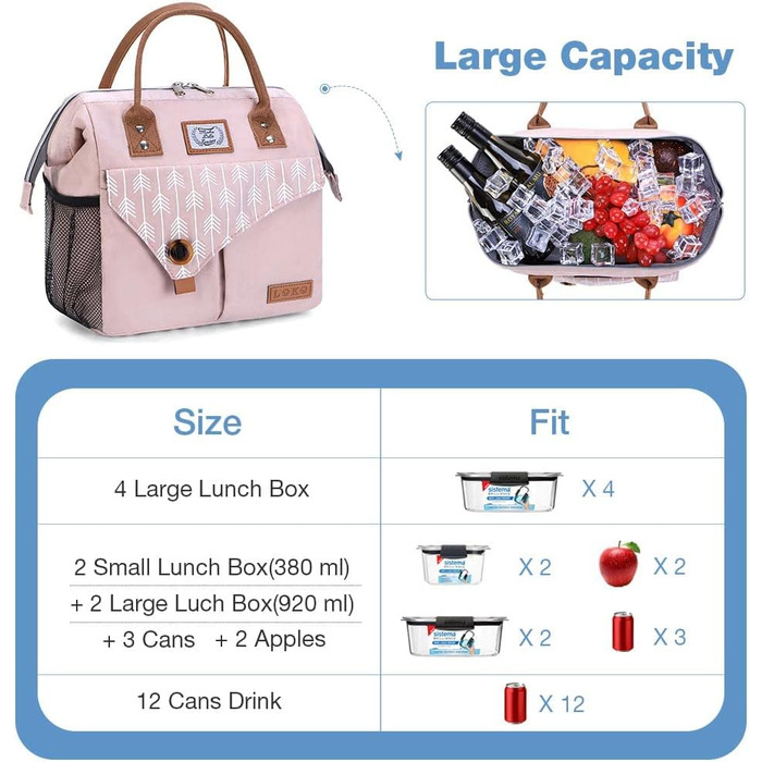 Льодогенератор Lekesky для жінок: ізольована ланч-торба, 11л, рожева