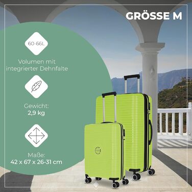 Набір валіз Travelite Orbitа 3 шт. (L/M/S) з жорстким корпусом, 4 колеса, TSA-замок, Limone