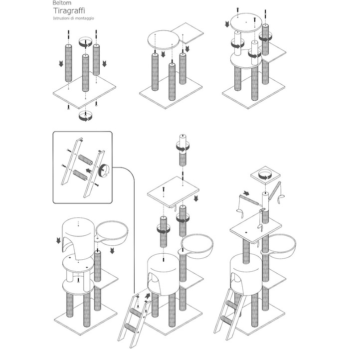 Дерев'яний кігтеточка для котів Beltom® Kratzbaum 140 см, ігровий комплекс, бежевий