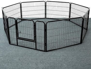 Клітка для цуценят та дрібних тварин 80x60 см, 8 секцій, з захисним тентом, розкладна, для собак, кроликів та інших дрібних тварин