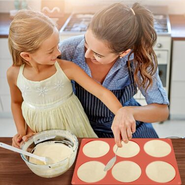 JOERSH Silicone Egg Molds, 10.2 cm, Jumbo Muffin Baking Pans, Non-Stick Coated, Large, Round, Silicone Molds for Hamburger Buns, Cornbread, Cakes, Pies, Shortcakes, Breakfast Eggs, Sandwiches