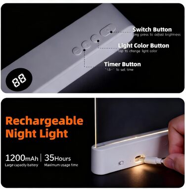 LED Лампа для читання Leselampe Buch, рожева: нічник, настільна лампа, таймер, USB зарядка