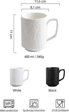 Набір з 4 чашок для еспресо Saumo з підставками, кераміка, 350 мл, білий – сучасний дизайн для дому, офісу та особливих випадків