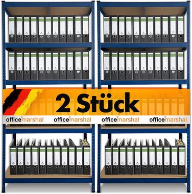 OfficeMarshal Heavy-Duty Shelving Unit - Lakota (200x120x60 cm, Blue)