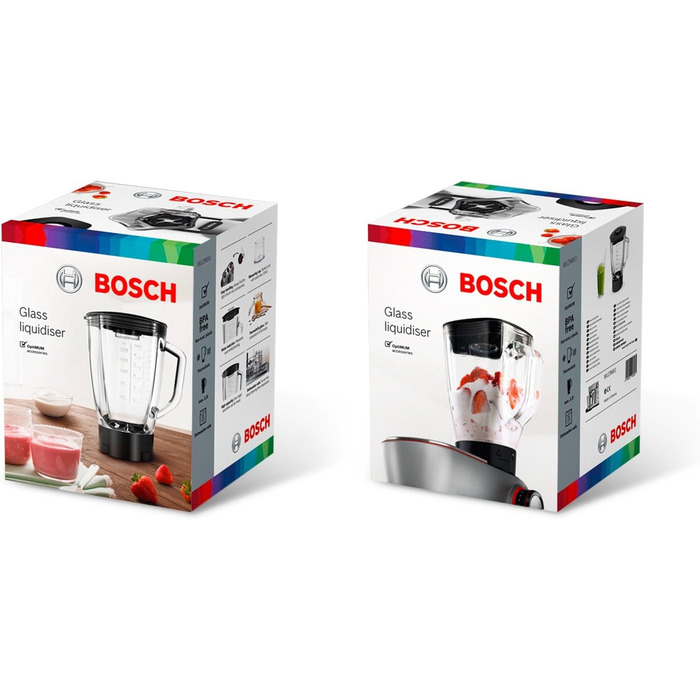 Блендерний насадка Bosch MUZ9MX1 ThermoSafe 2,3 л для OptiMUM, скляна, для льоду та коктейлів, можна мити в посудомийці