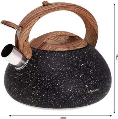 Чайник Klausberg з нержавіючої сталі з флейтою, 2.7 л, чорний