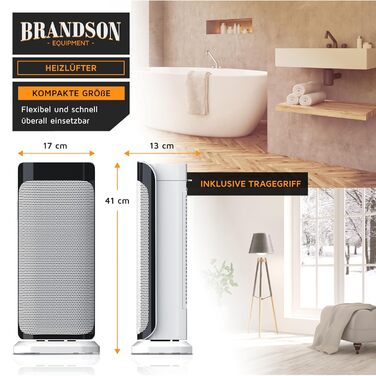 Brandson - Heater with Remote Control - Award-Winning - Energy-Saving, Quiet Ceramic Heater - Bathroom - Oscillation Function - Timer - Heater - GS Certified A: White Type 1