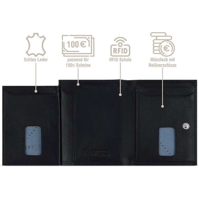 Гаманець Bugatti Secure Slim Mini з RFID-захистом, шкіряний, коричневий - компактний картхолдер з монетником