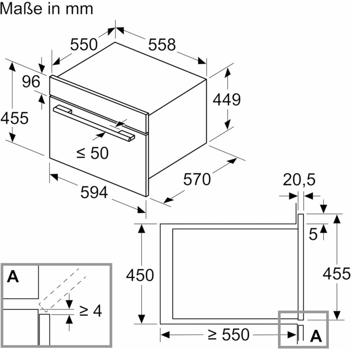 Вбудована мікрохвильова піч Bosch Serie 6 BFL523MW3 з конвекцією, 38x50 см, 800 Вт