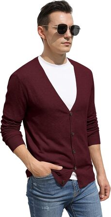 Чоловічий кардиган Hisir з V-подібним вирізом, легкий, елегантний, зимовий, класичний, з ґудзиками (бордовий, M)