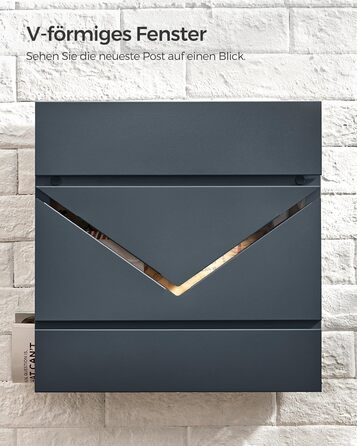 Поштовий ящик SONGMICS XXL, вуличний, антрацит, з вікном, замком та відділенням для преси GMB054G01