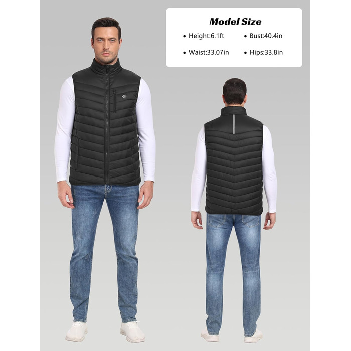 Чоловіча жилетка oFiz Легка стьобана жилетка з коміром-стійкою, гібридна жилетка з підкладкою, для активного відпочинку, роботи, гольфу, хайкінгу, темно-синій (XXL, темно-сірий)