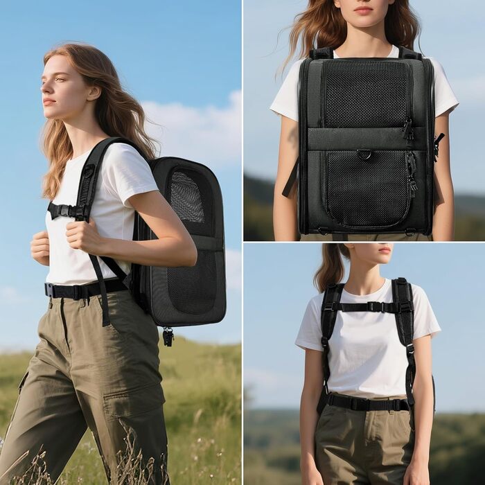 Рюкзак для собак та котів Apollo Walker - зручний та дихаючий, для подорожей та активного відпочинку (2-15 кг, чорний)