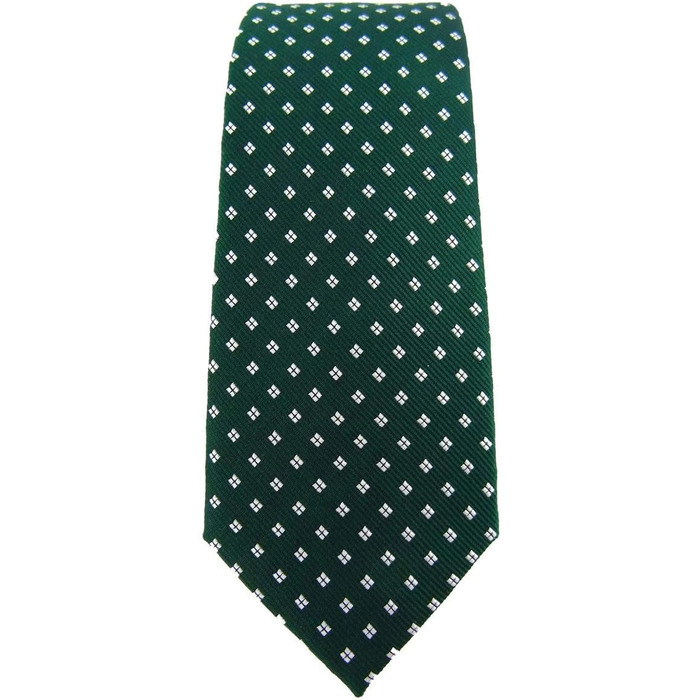 Краватка чоловіча TigerTie вузька шовкова в крапку зелено-сріблясто-біла, дизайнерська