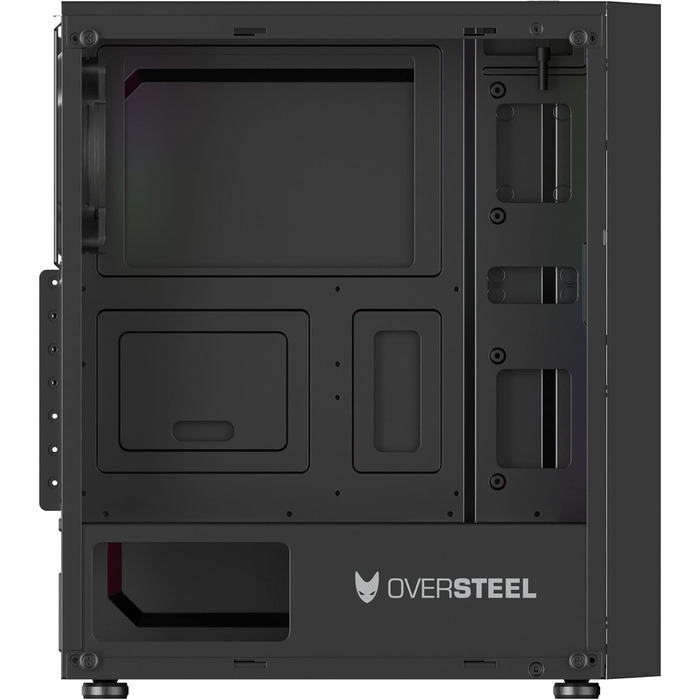 Oversteel Iridium: Ігровий корпус ПК з Mesh-панеллю, A-RGB вентилятором, USB 3.0, підтримка ATX/Micro ATX/ITX, чорний