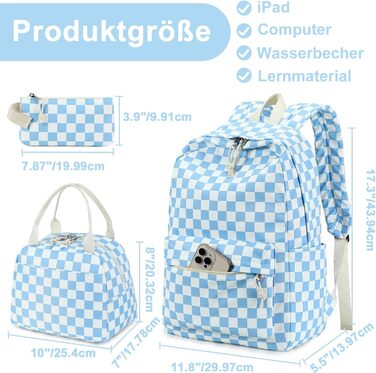 Шкільний рюкзак LEDAOU для хлопчиків та дівчаток-підлітків, білий з ромашками, чорний, блакитно-білий, для щоденного використання