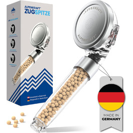 ALPENKRAFT Zugspitze Showerhead Original Made in Germany - Water-saving and pressure-enhancing showerhead - High-pressure showerhead with activated carbon and zeolite filter beads