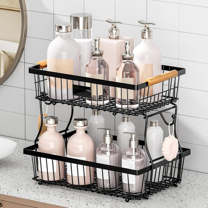 Настільний органайзер для фруктів та овочів 2 яруси (Чорний)