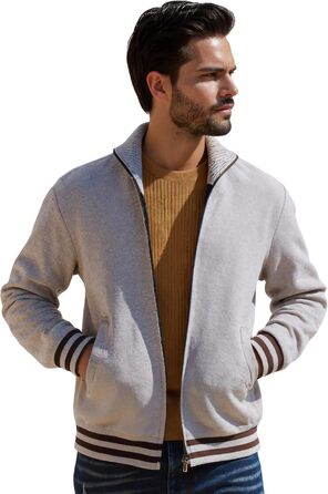 Чоловічий светр з кишенями та коміром-стійкою, флісовий підкладка, кардиган, повсякденний зимовий светр, теплий верхній одяг, куртка, великий розмір (Хакі, XXL)