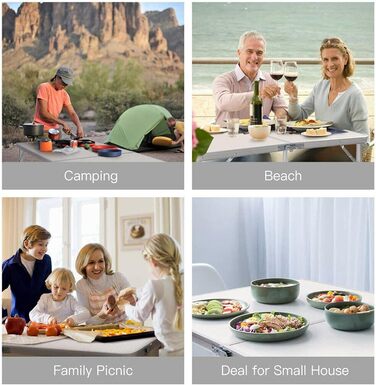 Складний стіл 60 см, портативний, для кемпінгу та пікніка, сад, на вулицю, регульована висота, алюмінієвий каркас, 60 x 45 x 25,9 см (Д x Ш x В)