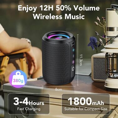 Bluetooth колонка 15W, портативна, водонепроникна IPX7, 12 год автономії, TWS, для спорту, вечірок, подорожей - Dark