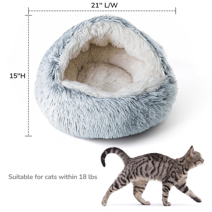 CATISM Cat Bed Washable Cat Sleeping Place for Cats Plush Pet Cat Head Pillow Cat Cushion Fluffy Kitten Puppy Snuggle Bed Pet Bed Grey
