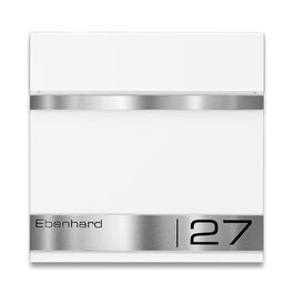 Поштова скринька Metzler Premium з газетницею, антрацит. Персоналізована з табличкою для імені. Якісна настінна поштова скринька з нержавіючої сталі V2A з порошковим покриттям RAL 7016, модель Stencil (біла)