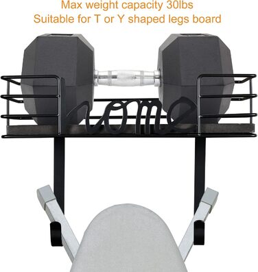 Настінна вішалка для праски TJ.MOREE з кошиком для зберігання та гачками (чорна)