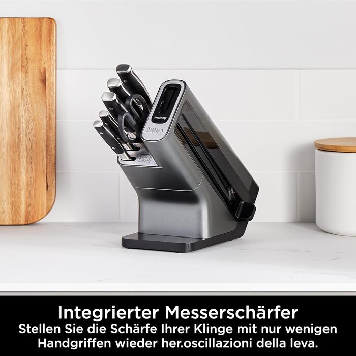 Ninja Foodi StaySharp Knife Block Set - 6-Piece Stainless Steel Knife Set with Sharpener