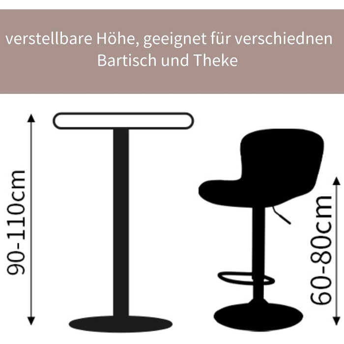 JaHECOME Faux Leather Bar Stools Set - Adjustable Height, 360° Swivel, Padded Seat for Bar, Kitchen, Bistro, Counter, Dining Room & Cafe (2, PU Beige)