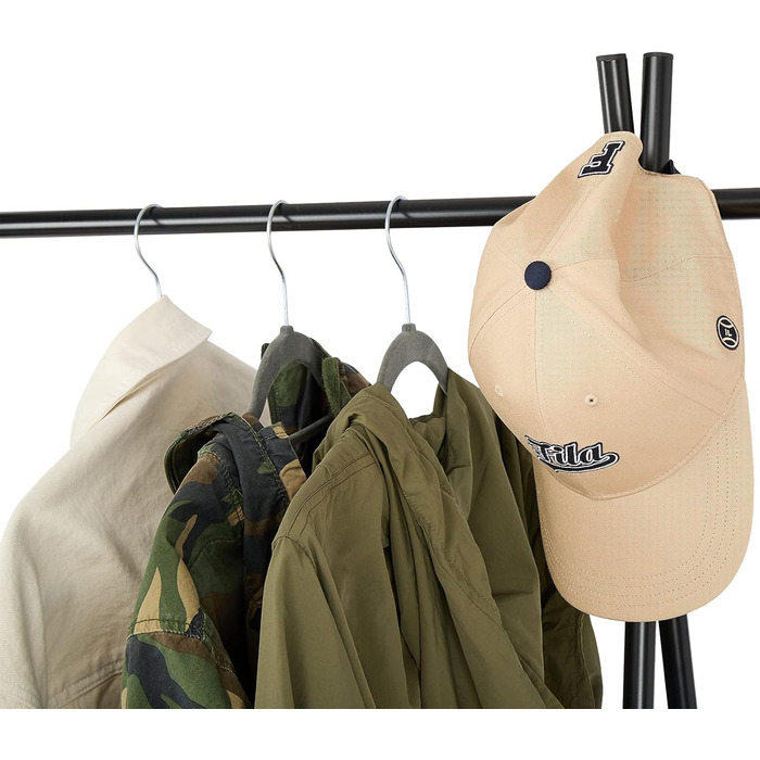 Coat rack, clothes rack, wardrobe with shoe storage, metal frame, for hallway, living room and veranda, retro-industrial clothes rack, 64cm x 41cm x 162cm, (Grey)