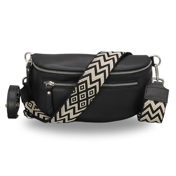 Жіноча сумка Brise Art Lucia з екошкіри, італійського виробництва: сумка через плече, поясна, 3 відділення (Чорний)