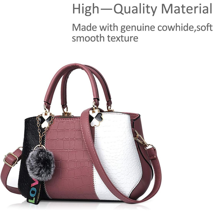 Сумка жіноча NICOLE & DORIS 2025 шкіряна чорна з пухнастим брелоком та знімним ремінцем через плече