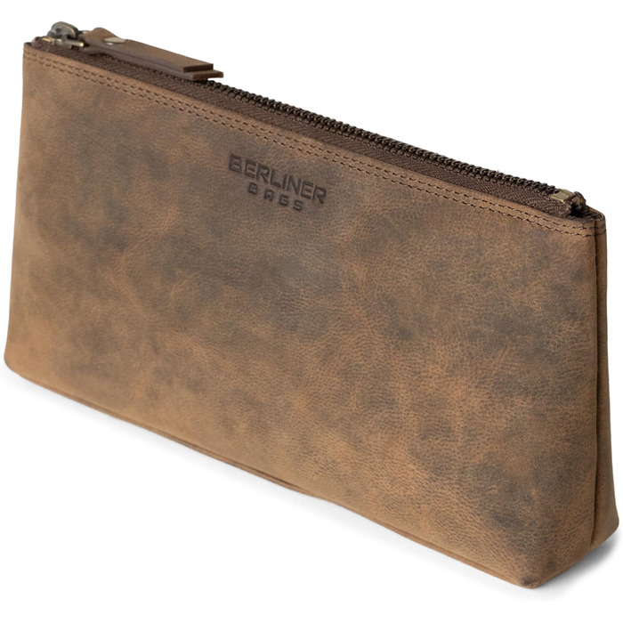 Преміум косметичка Berliner Bags Anna зі шкіри, маленький шкіряний пенал для жінок і дівчат, розмір XS, колір еспресо