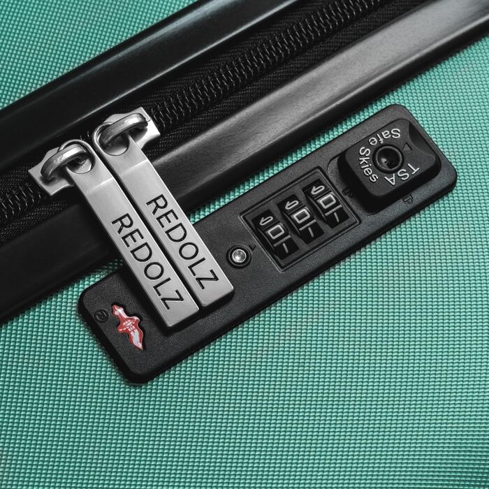 Набір валіз REDOLZ Essentials 08 (3 шт.) з ABS-пластику, легкі дорожні тролеї з TSA-замком та 4 подвійними колесами, Green Blue, розміри S/M/L
