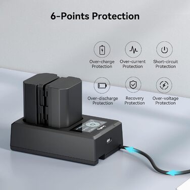 Запасні акумулятори SMALLRIG NP-FZ100 для камер Sony (2 шт.) 2040mAh з LCD-дисплеєм та зарядним пристроєм