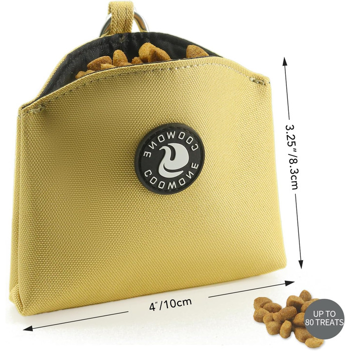 Сумка для ласощів для собак COOWONE, з магнітною застібкою, 900D Oxford, для тренувань та прогулянок (хакі)