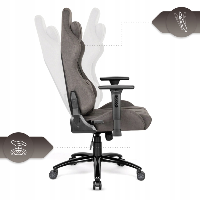 Ігрове офісне крісло Hell's Chair HC-1013, обертове, сіро-чорне, тканина