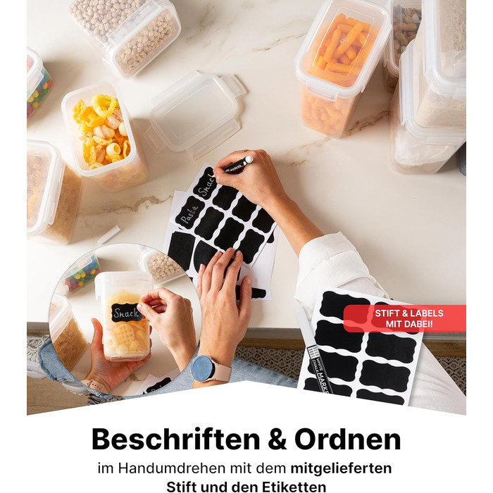 Набір контейнерів для зберігання Deco haus® з кришкою (24 шт.) - для кухні, продуктів, круп, борошна