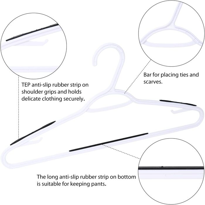 Плечики для одягу з пластику, гнучкі, неслизькі, 30 шт. (чорні)