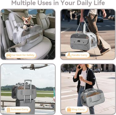 Транспортний бокс для тварин на 4 місця: коти, собаки. Підходить для авіаперельотів та авто. Легкий, з надійними застібками та сіткою. Сірий.