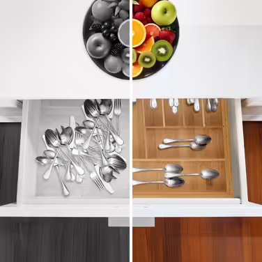 Relaxdays Extendable Bamboo Cutlery Box